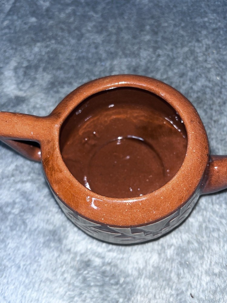 Brown Pottery Tea Pot, With Design