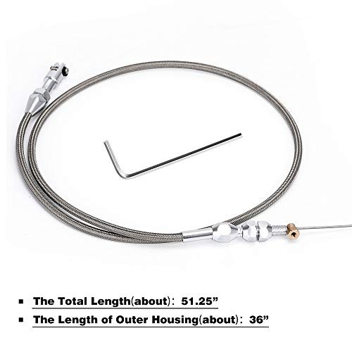36" Stainless Braided LS Throttle Cable Kit Adjustable Accelerator Cable