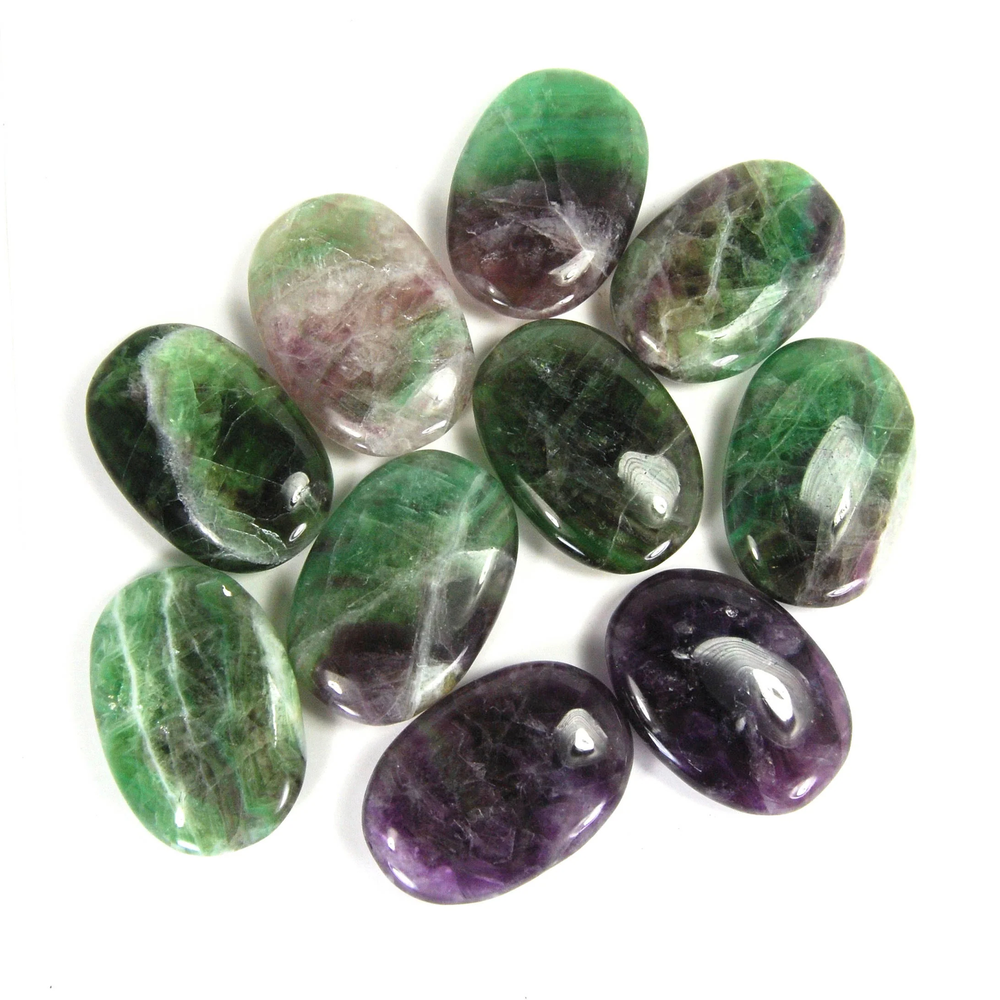 ONE XL Rainbow Fluorite Crystal Palm Stone