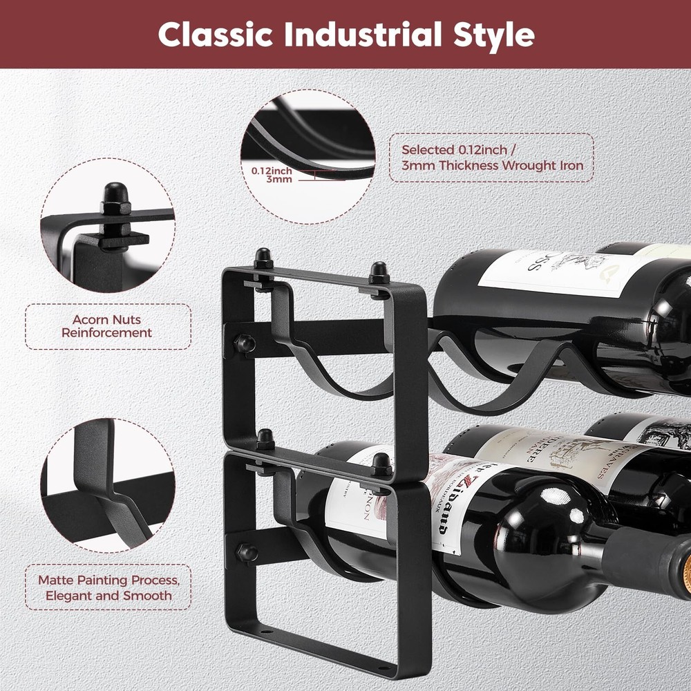 Stackable Wine Rack Countertop, Sturdy Wine Bottle Holder Freestanding for Ca...