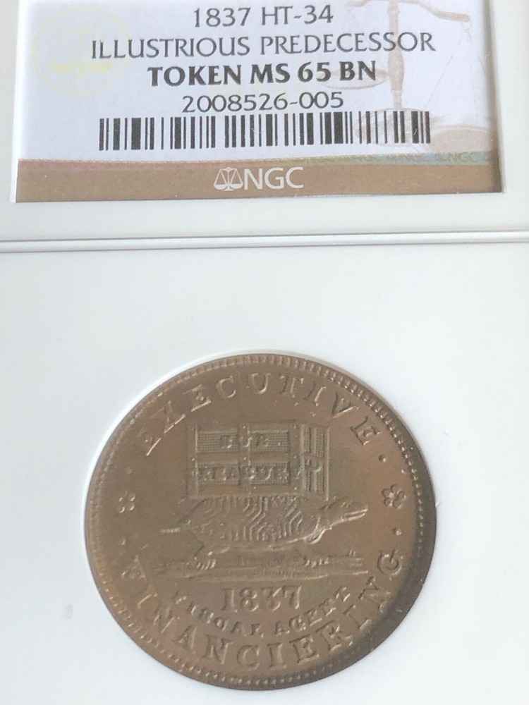 1837   HARD TIMES TOKEN    HT-34   LOW-20  NGC  MS 65