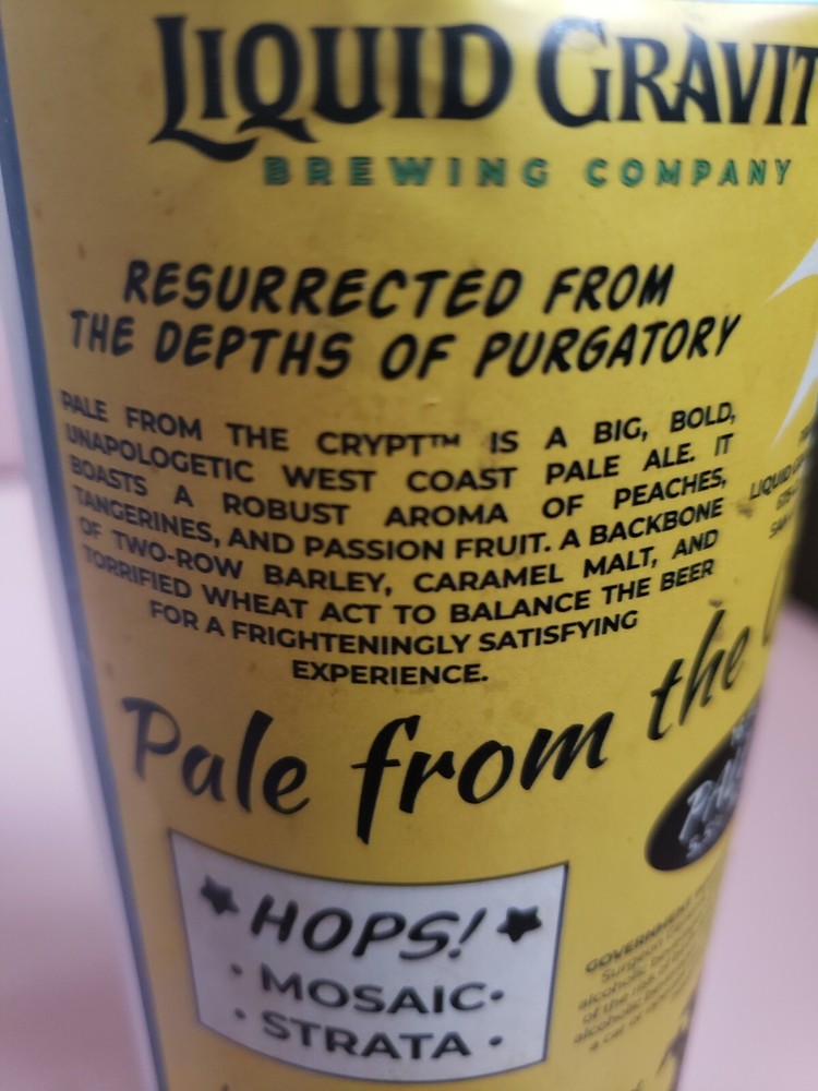 Liquid Gravity Pale TALES FROM THE CRYPT Beer (2) Empty Can EC comics #27 12/51