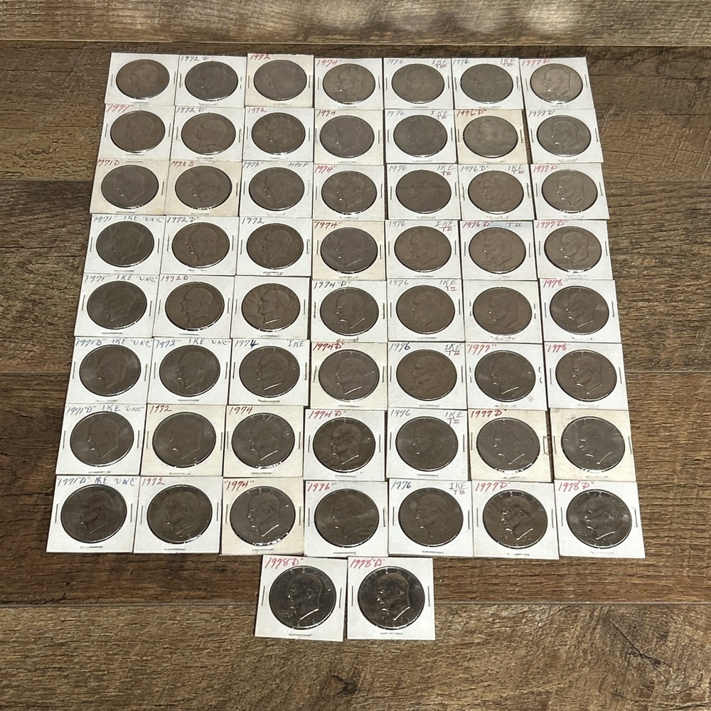 58 Eisenhower Dollars From Coin Collection-Various Dates