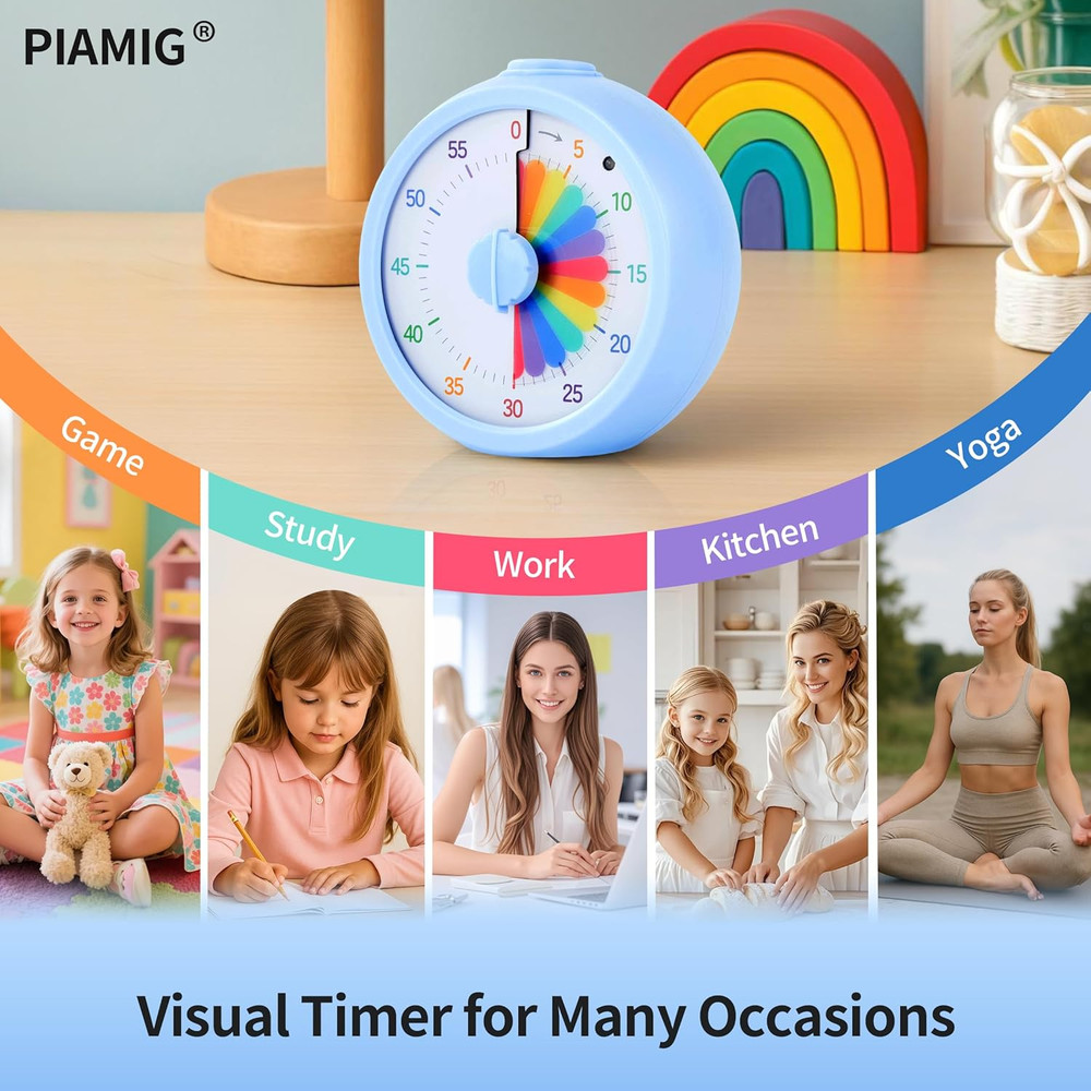 Visual Timer, 60-Minute Countdown Timer for Kids and Adults with Adjustable Volu