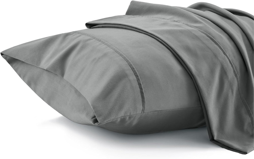 Queen Pillow Cases Set of 2 - Dark Grey Polyester Microfiber Pillowcase 2 Pack,