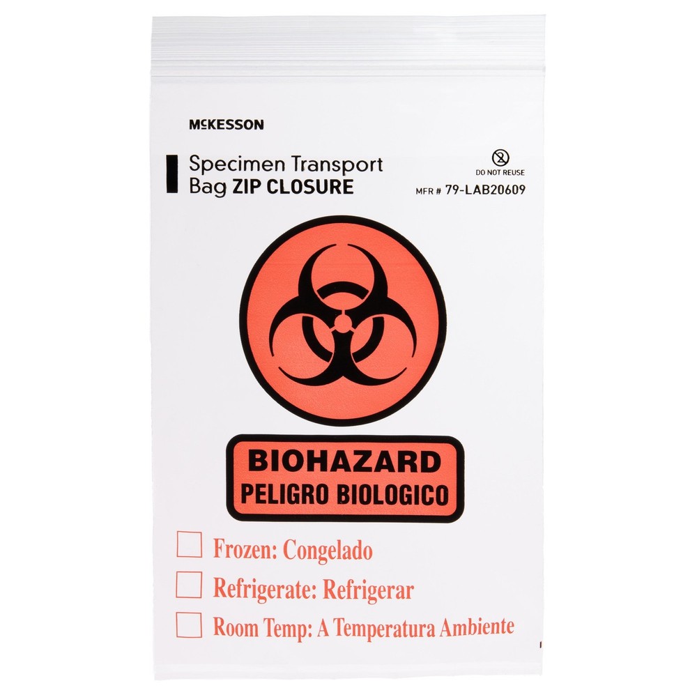 McKesson Specimen Transport Bag with Document Pouch Disposable Zip Closure 1000