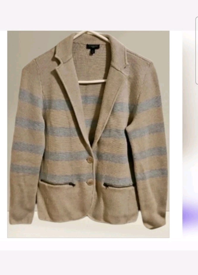 Talbots Size Petite Small Stripe Blazer Sweater Jacket