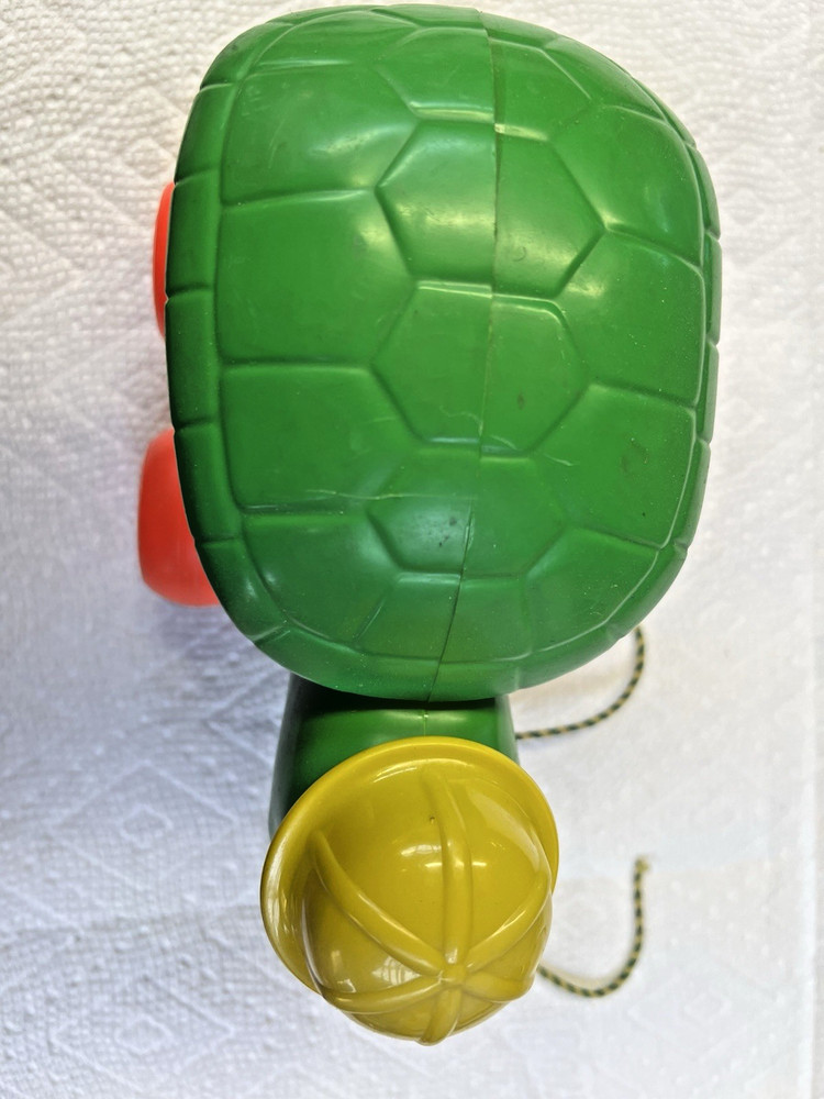 Kusan pull string toy vintage Turtle with a construction hat No 41 hard plastic