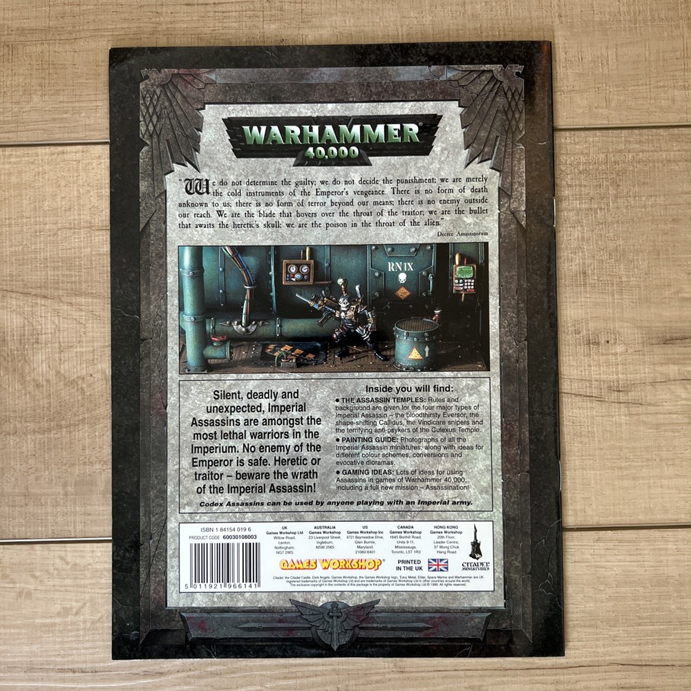 Warhammer 40K Codex: Assassins Supplement 3rd Ed (1999) Games Workshop Softcover