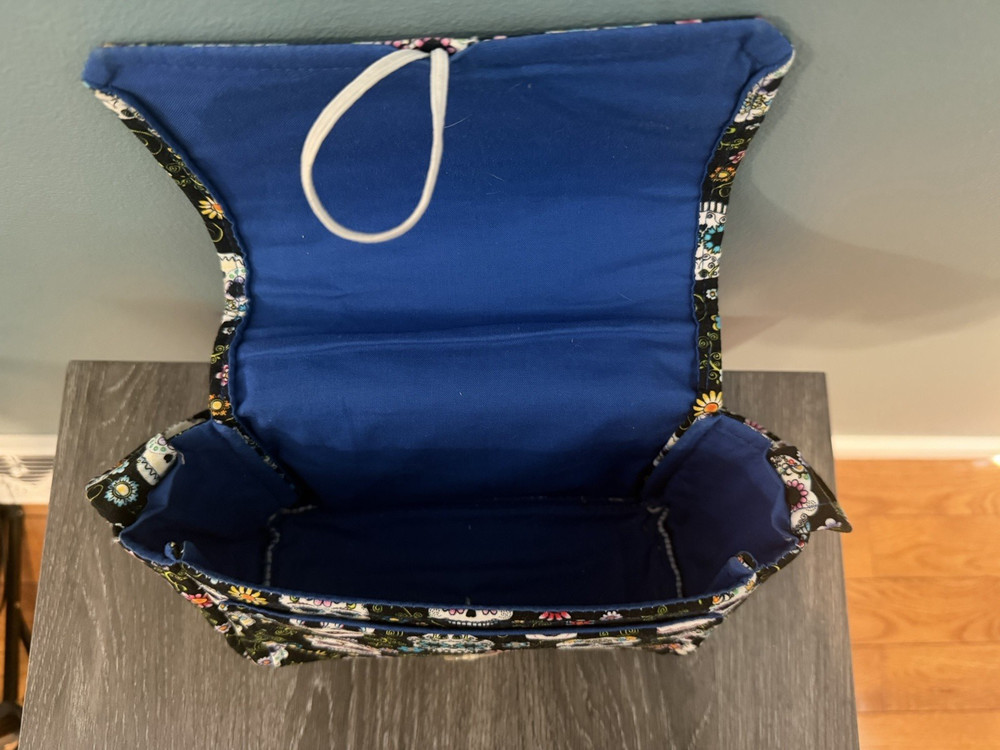 Handmade SKULL Coupon Organizer / Project Fabric Bag Tote w/ Inserts