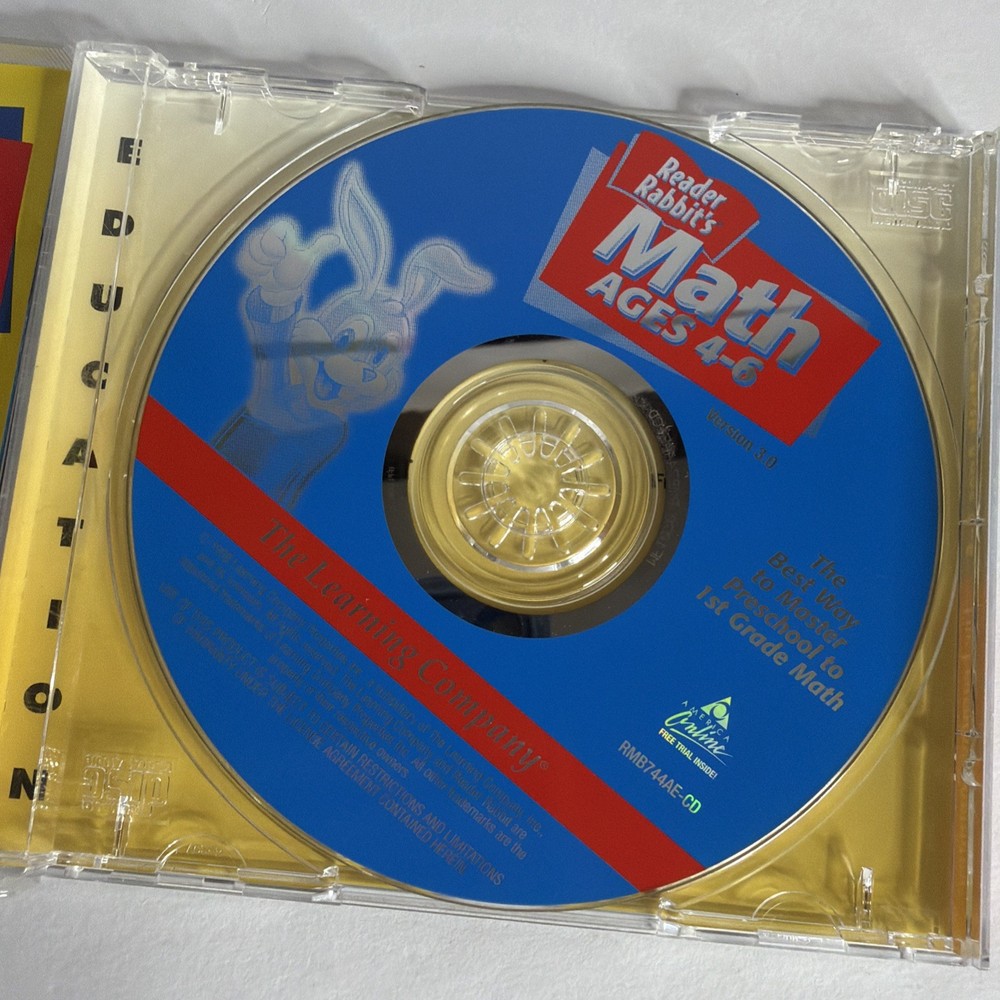 Reader Rabbit Math Ages 4-6 Version 3.0 (CD-ROM, 1998) WINDOWS/MAC Great Disc!