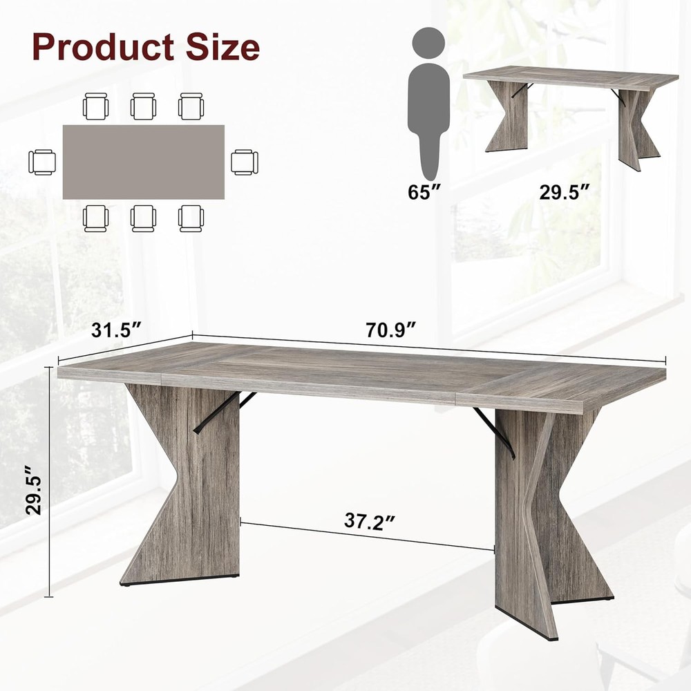 Double-Sided Triamine Rectangular Dining Table-Iron Foot 1 grey Panel Thick