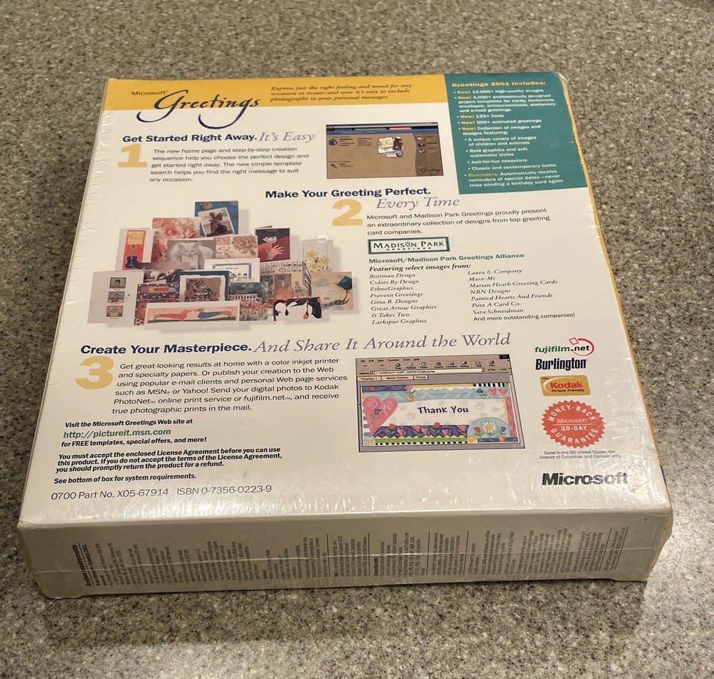 NEW SEALED Microsoft Greetings v. 20001 PC Software NOS