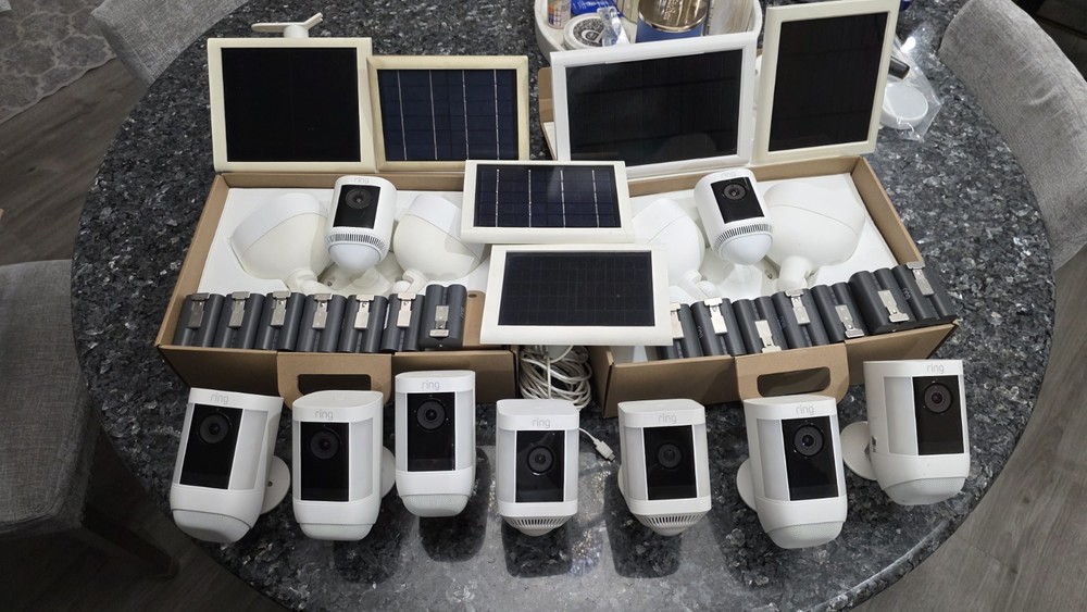 Ring Spotlight Cam 9 Wireless Cameras White Battery Solar Powered IP System