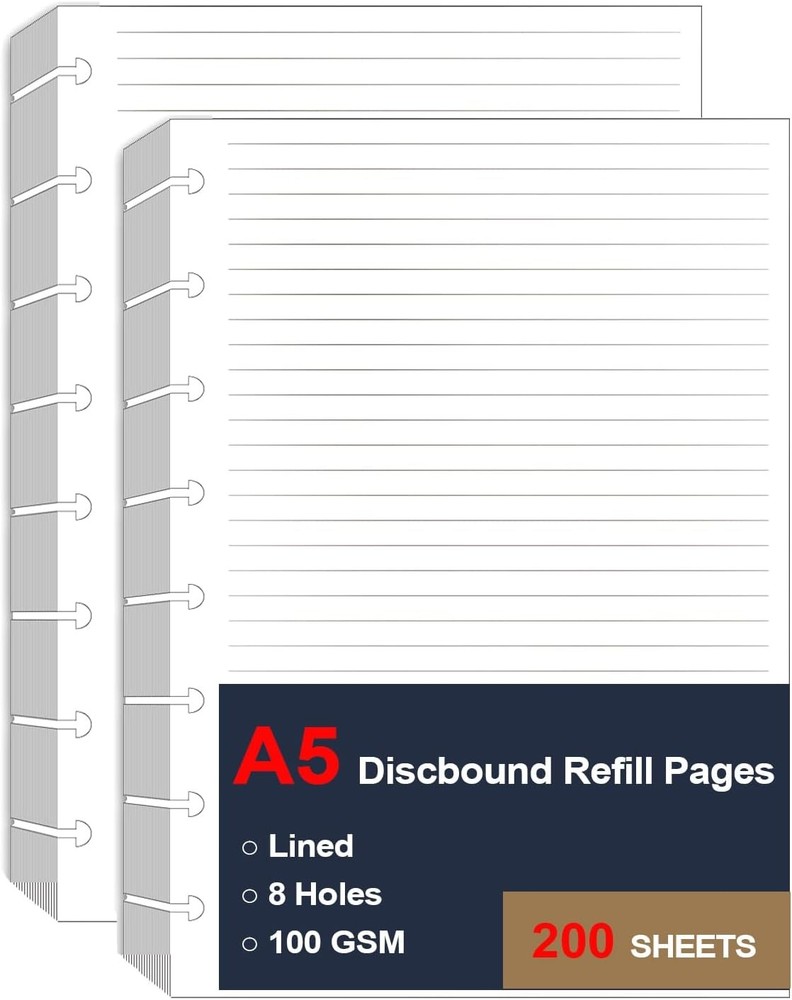 (2 Pack) A5 TUL Discbound 8Hole Junior Size 200Sheets, White