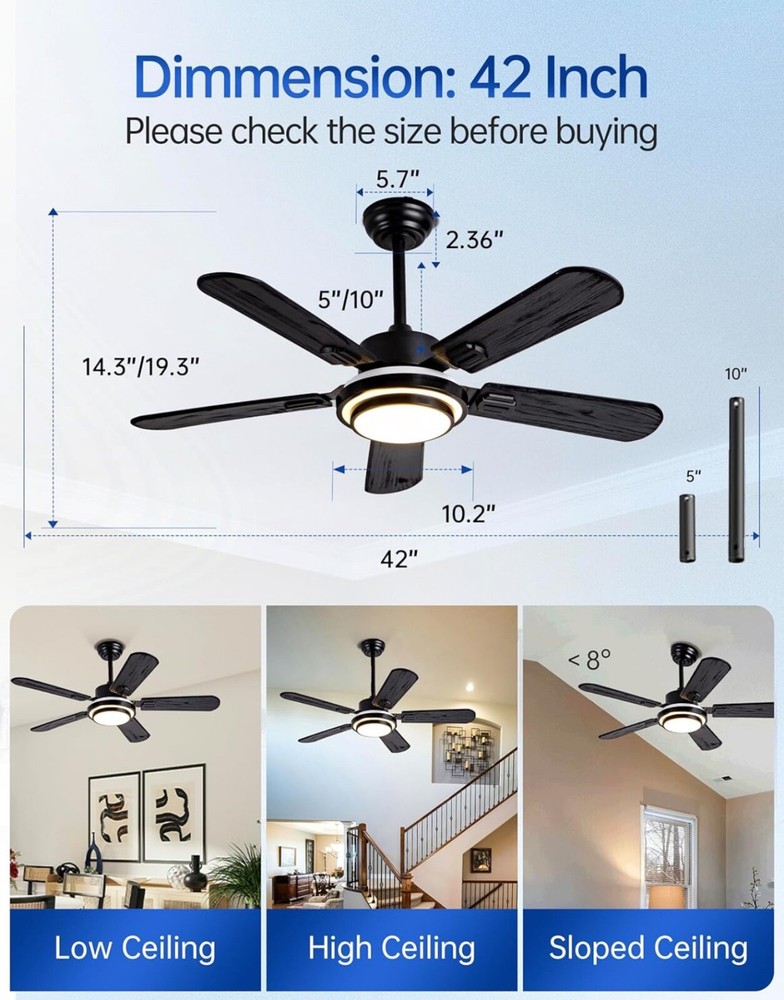 KATSTLE 42 inch Black Ceiling