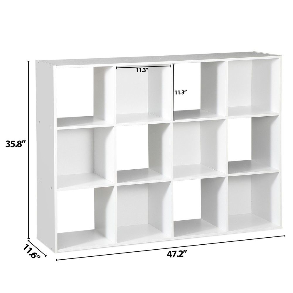 12-Cube Stackable Storage Organizer Display Bookcase for Home Office Decor
