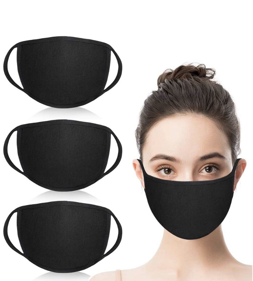 Face Mask Multi Pack Fabric, 2 Hawaiian Design & 2 Black - 4 Mask Pack