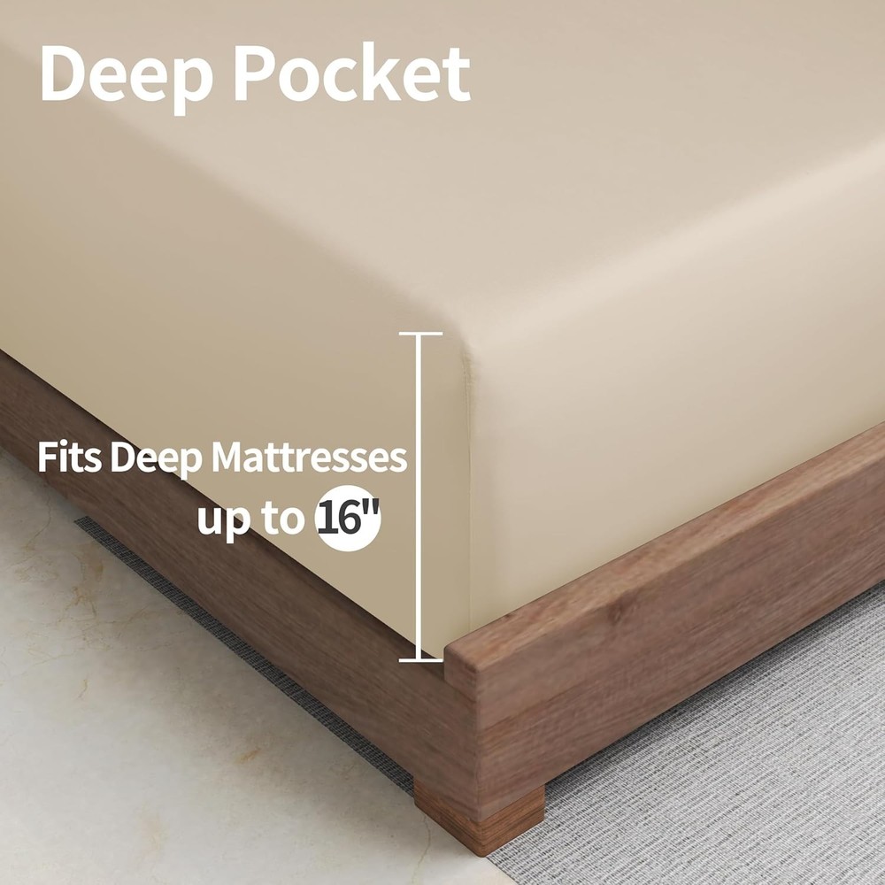 Bamboo Viscose Cooling Fitted Sheet King Size Only, 400 Thread Count, 16" Dee...