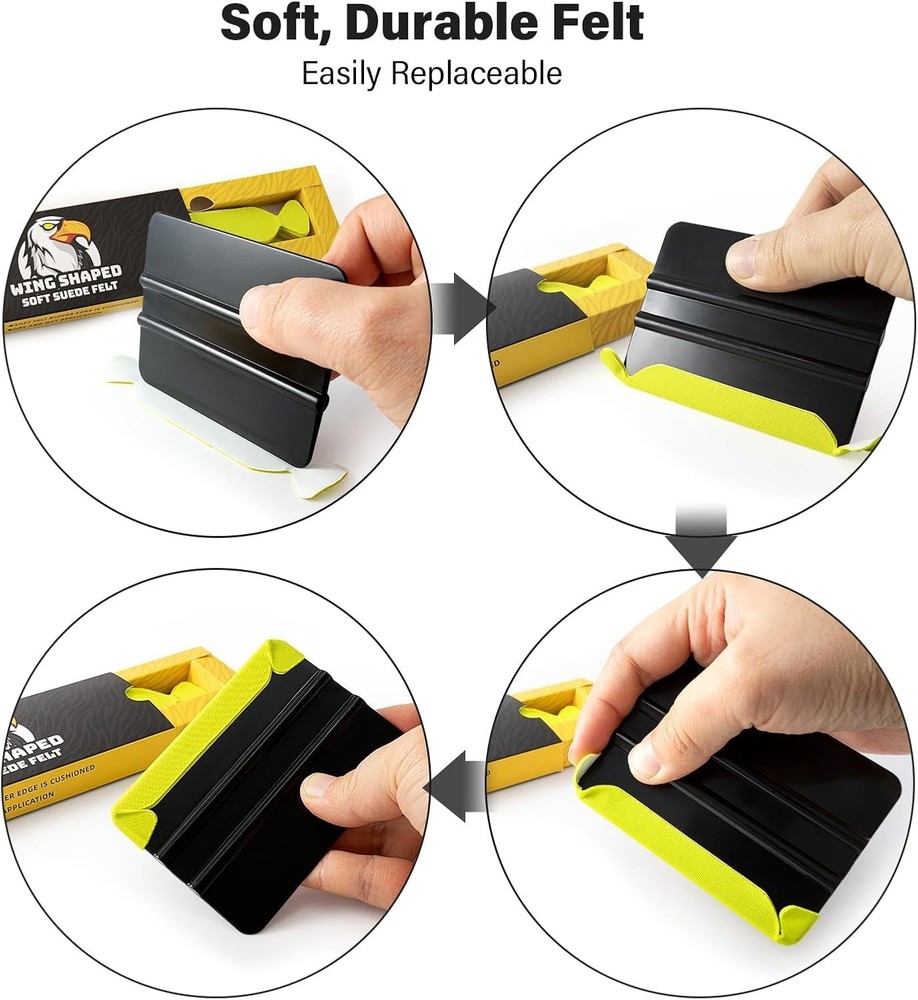 Gomake Vinyl Squeegee Buffer 30PCS Pre-Cut Felt for Window Tint Wet or Dry Vinyl