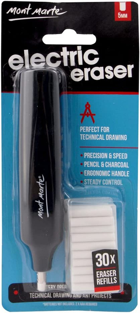 Mont Marte Electric Eraser, Includes 30 Eraser Refills. Suitable for Use with Gr