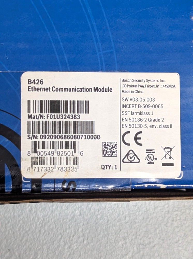 Bosch B426 Ethernet Communication Module: Two Way IP, 10/100, IPV6, IPV4