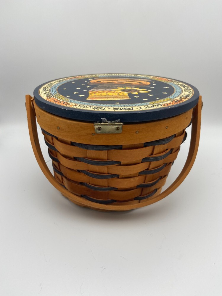 Halloween/Fall Wicker Basket with Hinged Lid and Handle