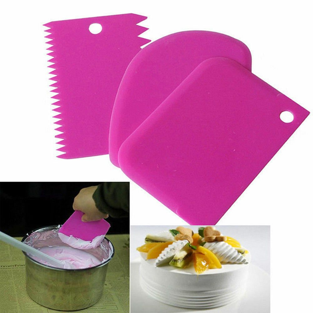 3pcs Cake Baking Scraper Fondant Pastry Decoration Tools Icing Dough Plastic