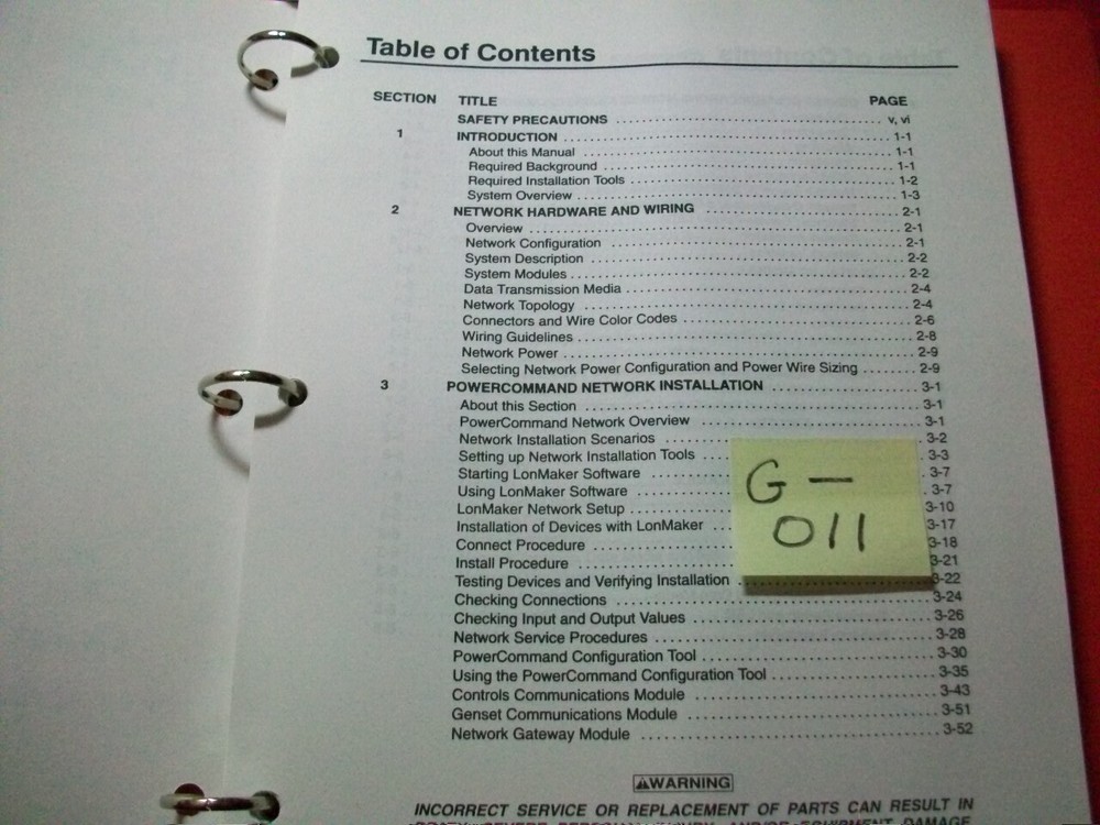 ONAN POWERCOMMAND NETWORK INSTALLATION & OPERATOR'S MANUAL #900-0366 EXC. COND.