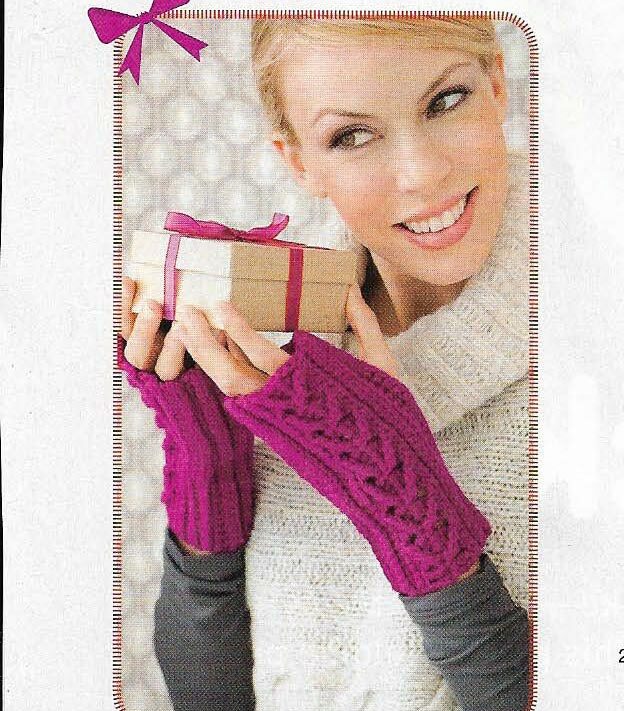 CABLED MITTS FINGERLESS GLOVES WOMEN'S CROCHET PATTERN INSTRUCTIONS