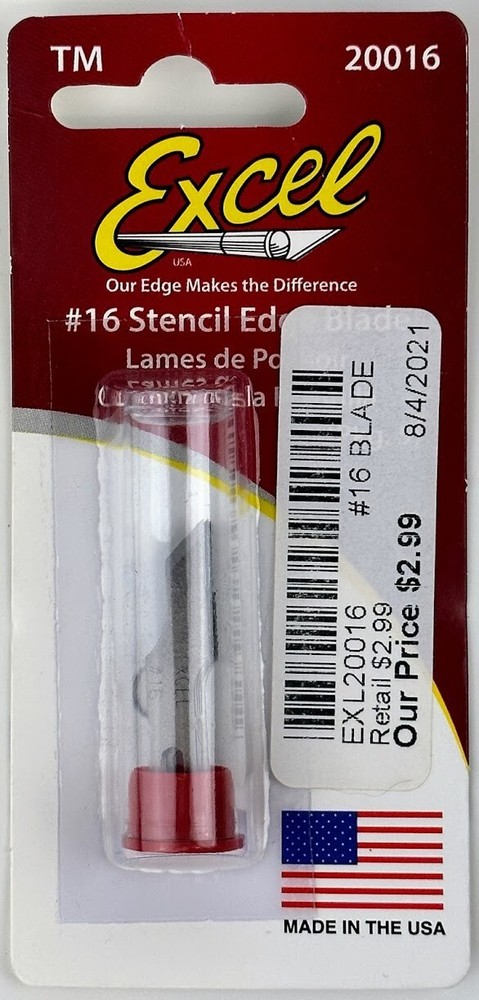 #16 Stencil Edge Blade (5) Excel 20016 Replacement Light Duty Blades NEW