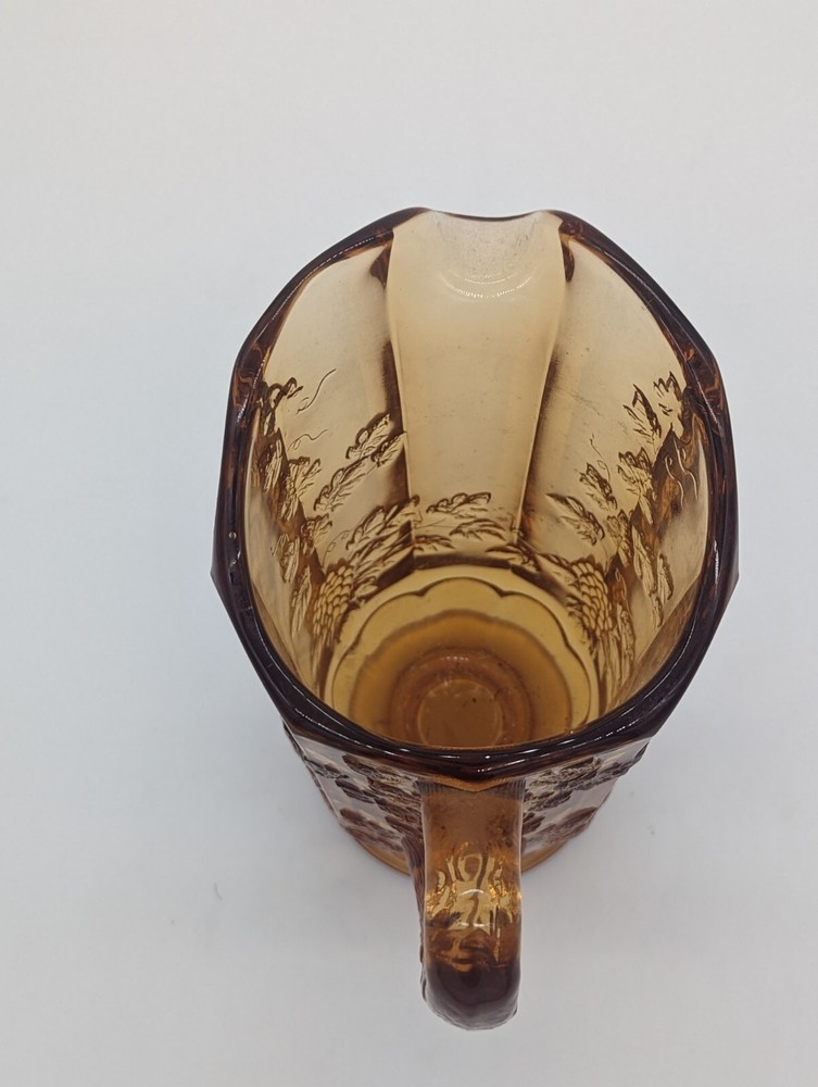 Imperial Glass Amber Pitcher Embossed Grapes Design