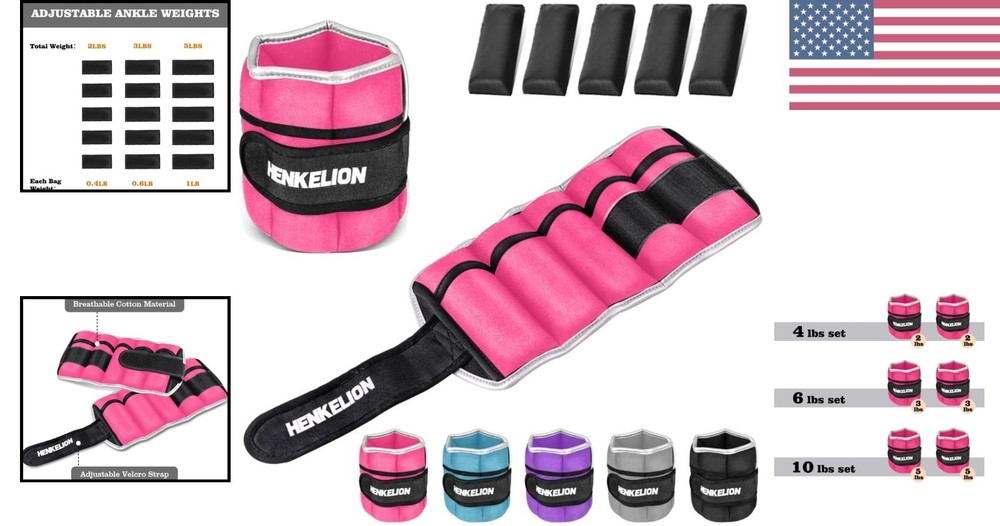 Lightweight Adjustable Ankle Weights 5Lbs - Comfort Fit for All Workouts