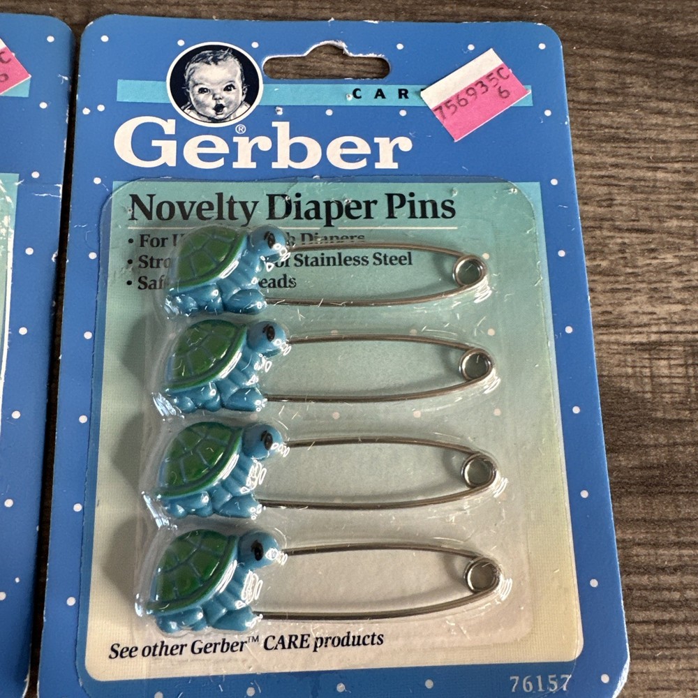 Gerber Novelty Diaper Pins 1991 Turtles