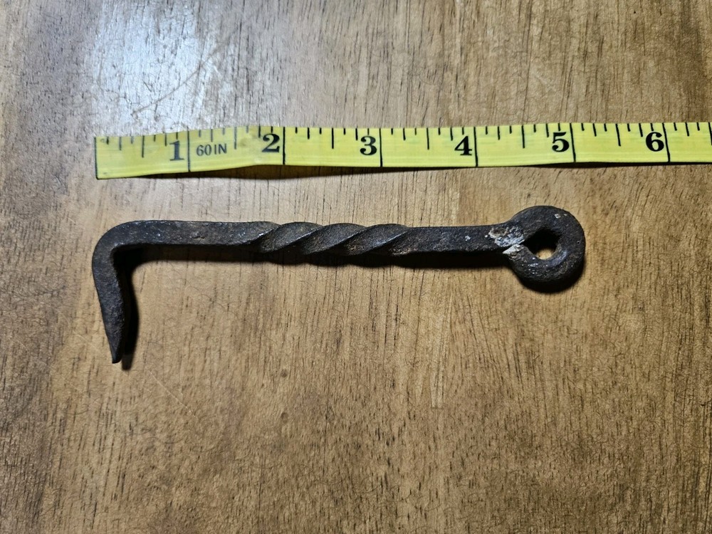 Antique Forged Wrought Iron Hook Twisted Latch