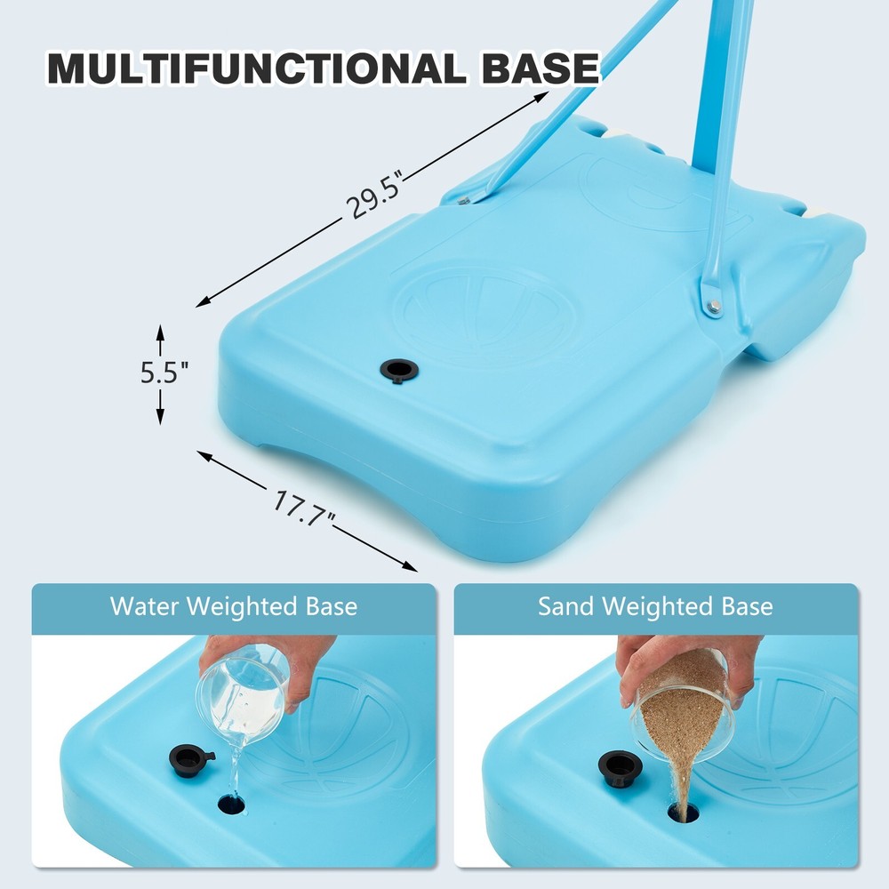 Adjustable Pool Basketball Hoop, Portable with Wheels, Includes Ball & Pump
