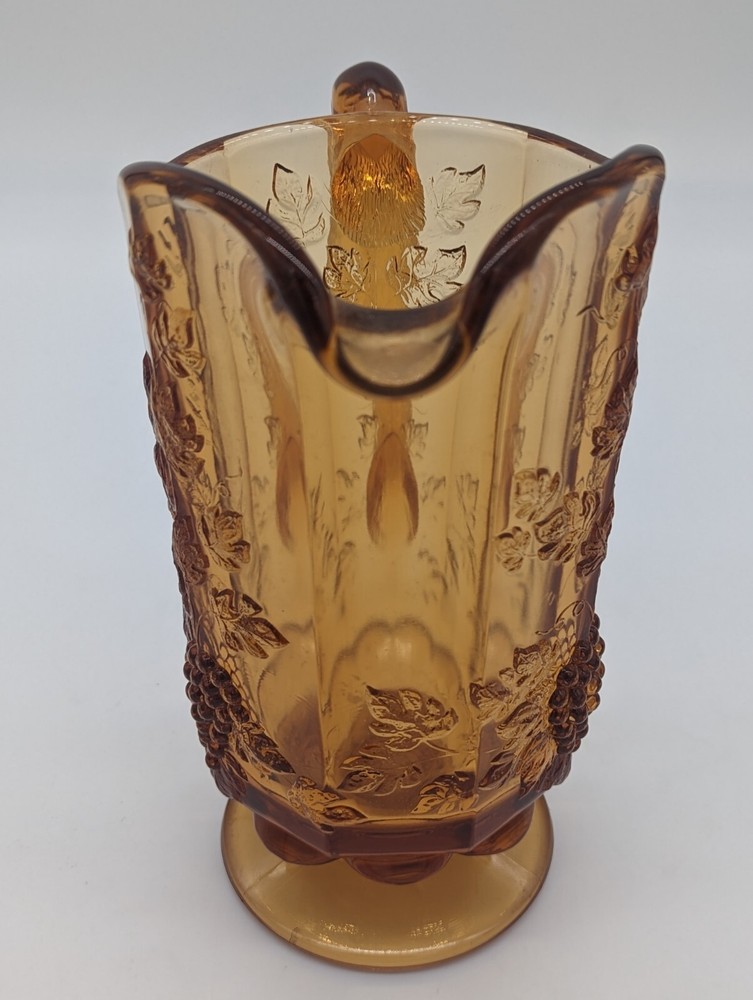 Imperial Glass Amber Pitcher Embossed Grapes Design