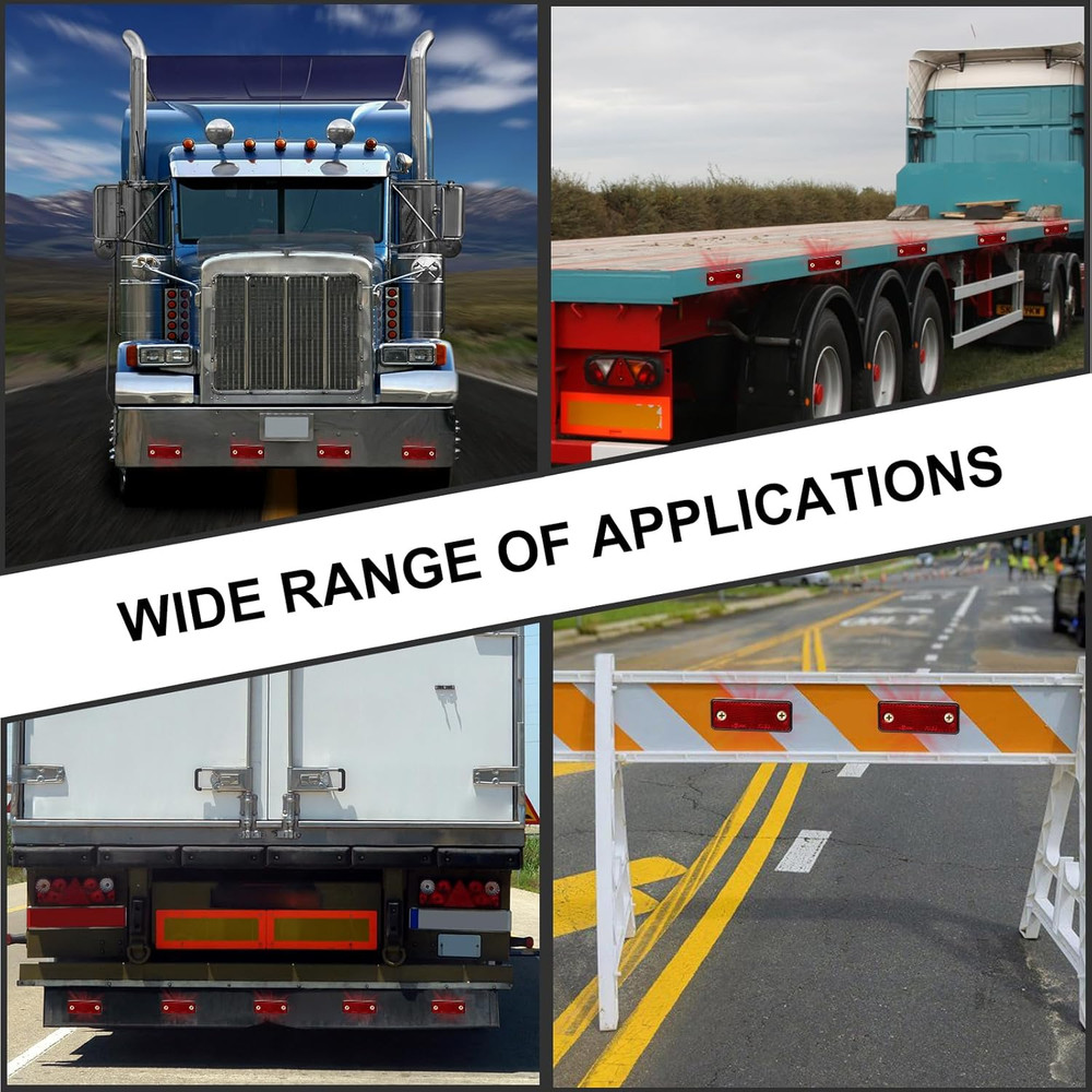 10 Pack White Screw on Rectangular Reflectors, E11 Approval Road Safety Gate Pos