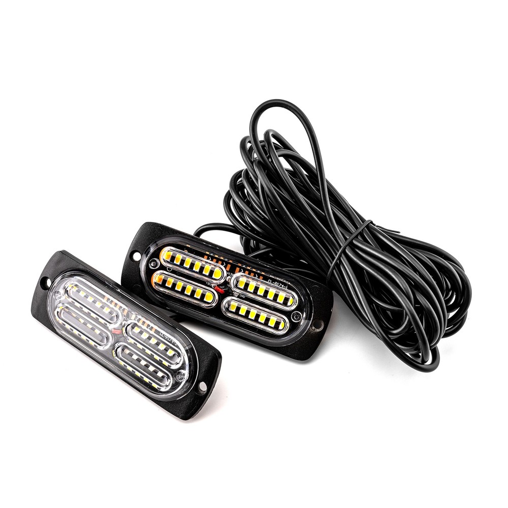 8Pcs 24 LED Strobe Lights Kit Grille Side Marker Emergency Warning w/ Control