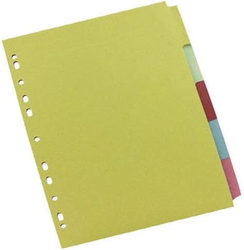 Q-Connect 5-Part Subject Divider Multi-Punched A4 KF26081 1 Multicoloured