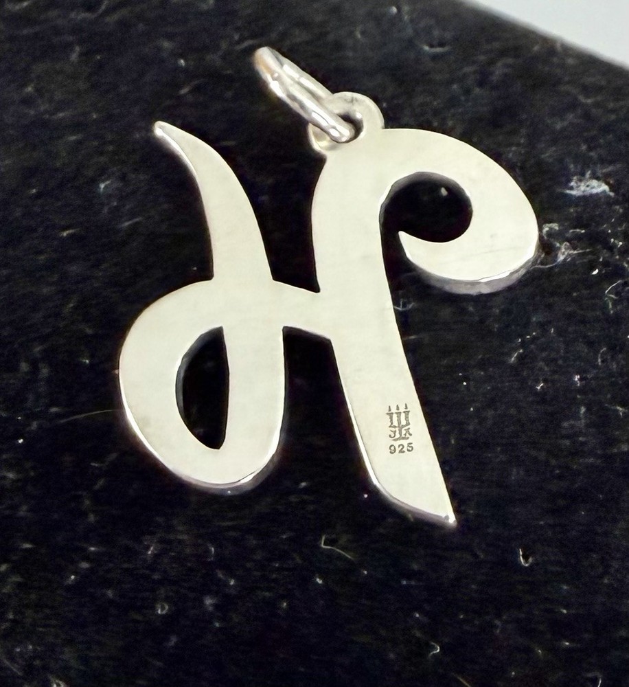 JAMES AVERY Sterling Silver Cursive Script Initial Letter H Charm Pendant LARGE