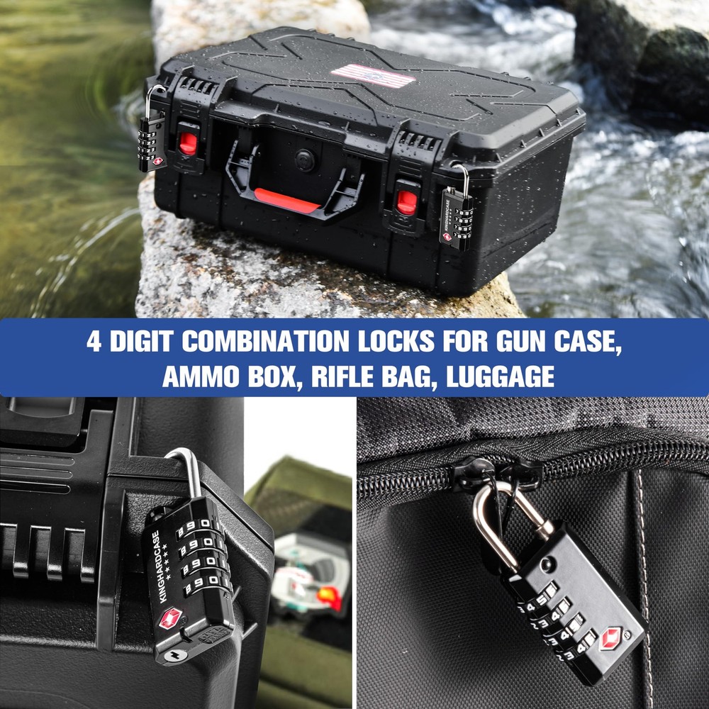 Kinghardcase 2 Pack TSA Approved Gun Locks, 4 Digit Combination Locks Black
