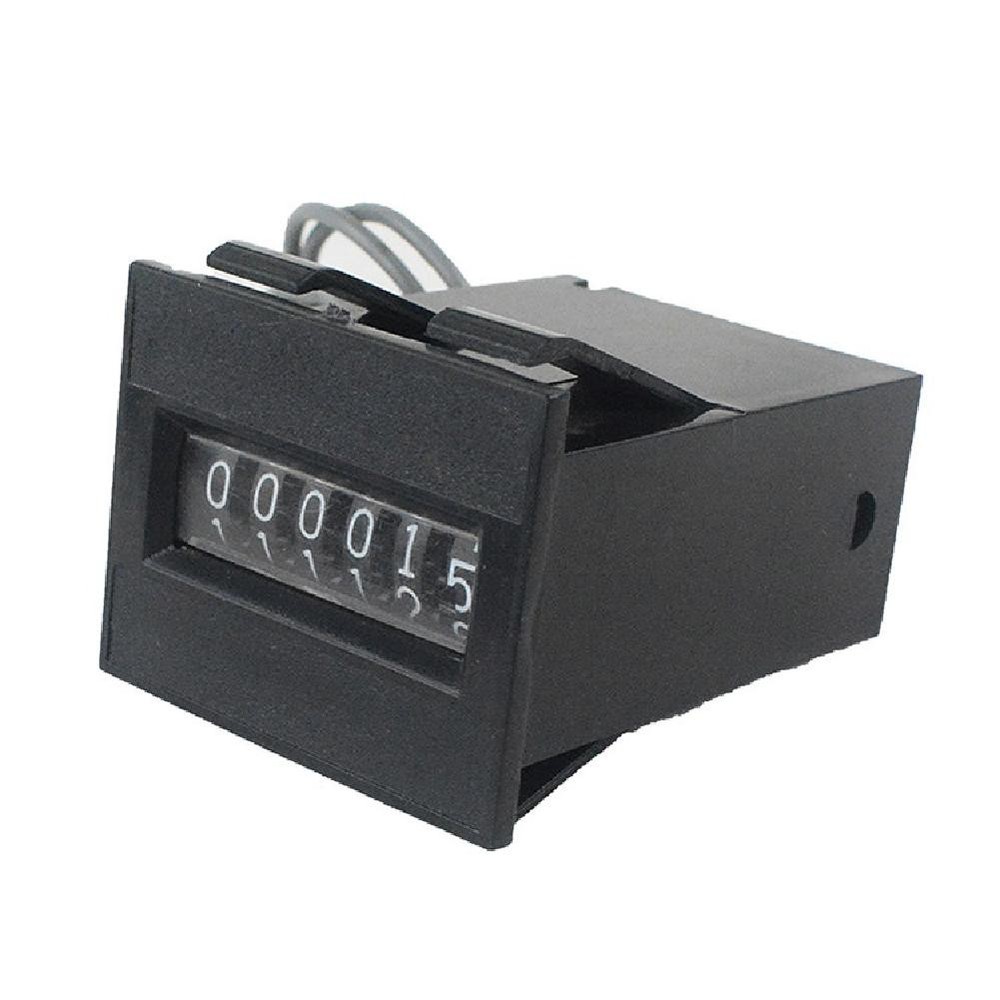 12V DC 6 Digit Impulse Counter Mechanical Wire Leads Base VDC