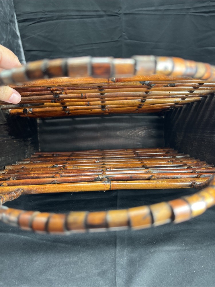 Vintage Wicker Bamboo Rattan Rack Storage Basket