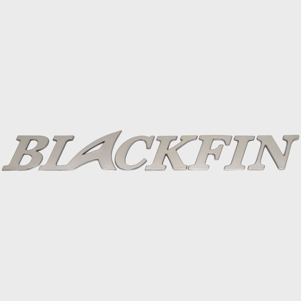 Blackfin Boat Raised Logo Decal | Polished Silver Sticker