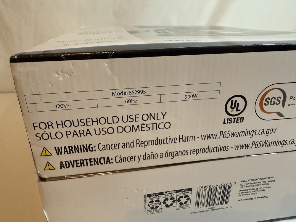 Mainstays 12 Cup Programmable Coffee Maker Drip Automatic Pause Warming Plate