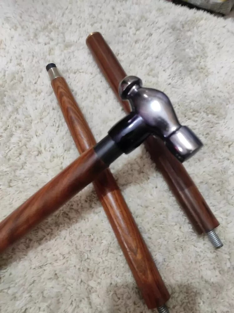 Victorian Blacksmith Hammer Handle Walking Stick Handcrafted