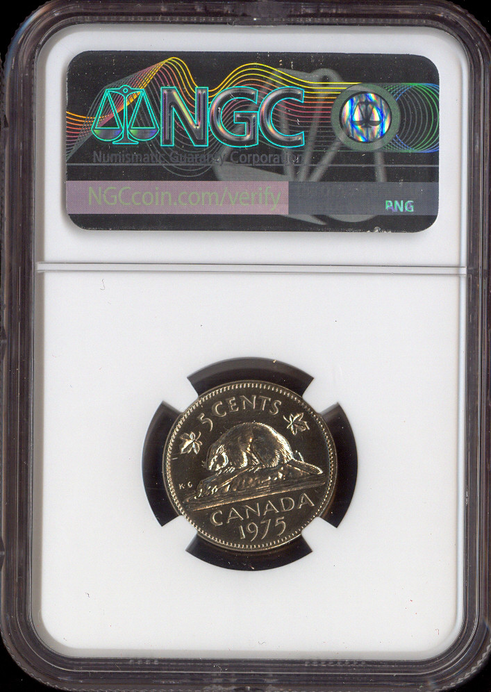 1975 Canada 5 Cents 5C NGC MS66 - Quality