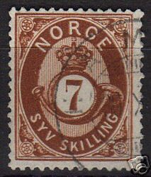 Norway 1871  YV 21  CANC  VF