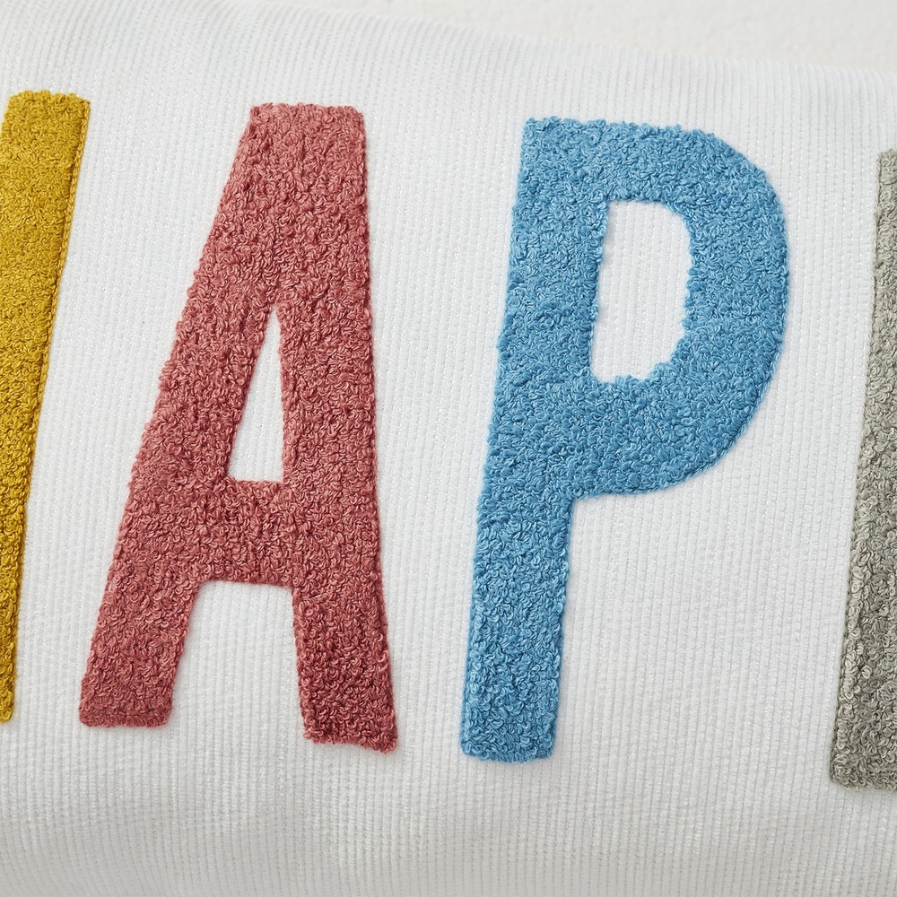12" x 22" Happy Multicolored Polyester Decorative Pillow